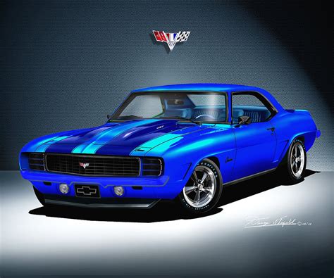 1969 Chevrolet Camaro Art Prints By Danny Whitfield Customized Version