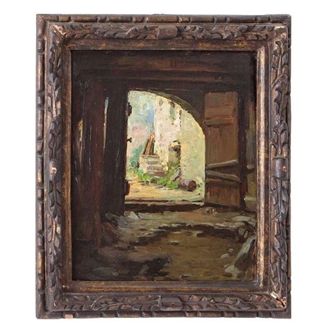 Quadro Dipinto Olio Romeo Borgognoni Interno Di Un Cascinale