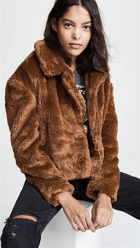 Free People Mena Faux Fur Coat Shopbop Faux Fur Coat Brown Faux