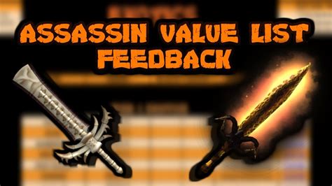 Roblox Assassin Value List Feedback October 2019 Youtube