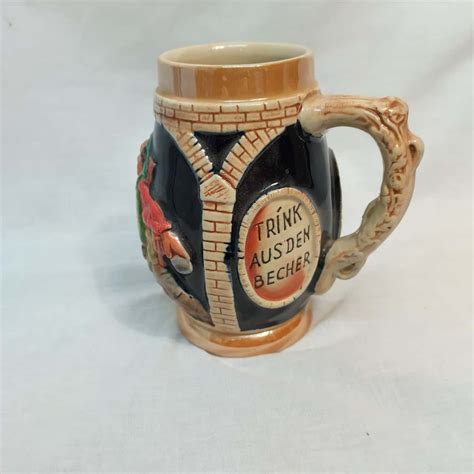 Stein Trínk Ausden Becher Du Edler Zecher German Made Beer Mug s