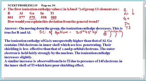 The First Ionization Enthalpy Values In Kjmol−1 Of Group 13 Element Are Youtube