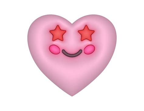 3d Pink Cute Heart Emoji And Star Eyes 28115395 PNG