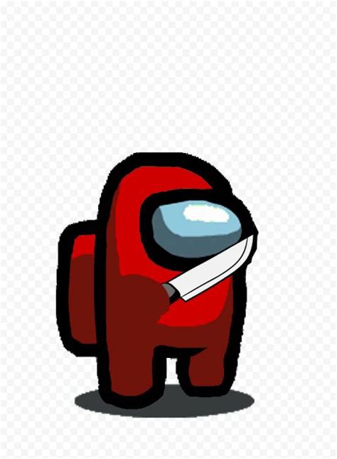 Hd Red Among Us Character With Knife On Hand Png Red Character Png