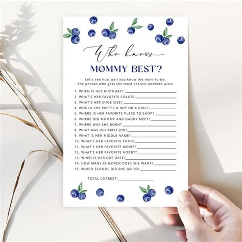 Blueberry Who Knows Mommy Best Baby Shower Game Zazzle En 2024