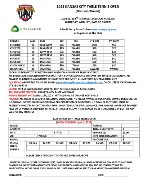 Fillable Online Apr Tourney Form Fax Email Print Pdffiller