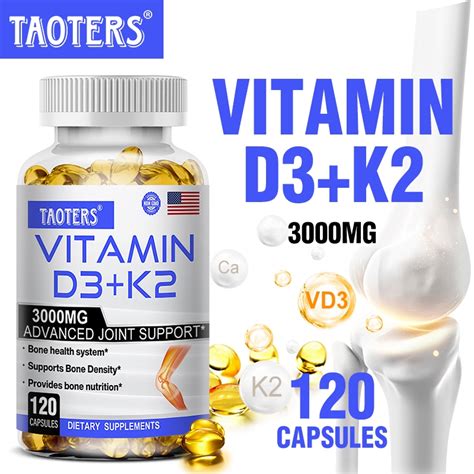 TAOTERS Supplements Vitamin D3 K2 Softgels Dietary supplement for bone ...