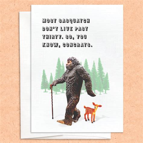 Bigfoot Birthday Card Funny Birthday Card Sasquatch Card Etsy