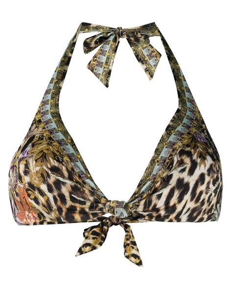 Camilla Embellished Leopard Print Halter Bikini Top In Black Lyst