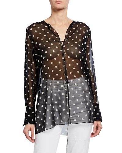 Long Sleeves Silk Tunic Top Neiman Marcus