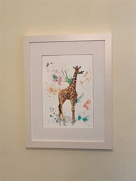 Giraffen Druck Tier Aquarell Malerei Giraffe Kunst Kinder Etsy De