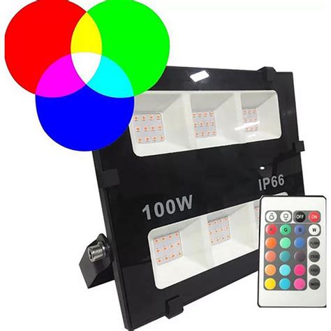 Refletor De Led 100w Holofote Rgb Bivolt Ip66 Controle Submarino