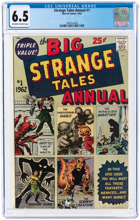 Hakes Strange Tales Annual 1 1962 Cgc 65 Fine