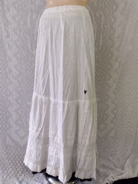 Antique White Cotton Edwardian Victorian Petticoat Sl Gem