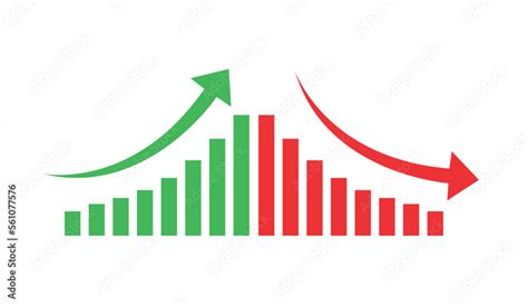 Vetor De Graph Going Up And Down Sign With Green And Red Arrows Vector