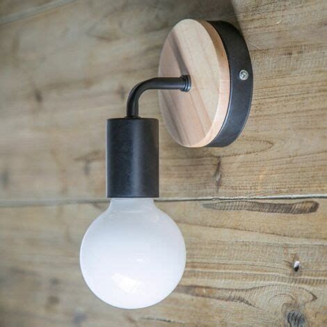 Lampe Murale Noire Simplicity E Led Applique Murale En Fer Et En Bois