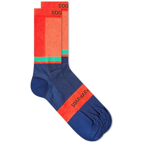 Soar Crew Sock Navy Fluro Coral End Gb