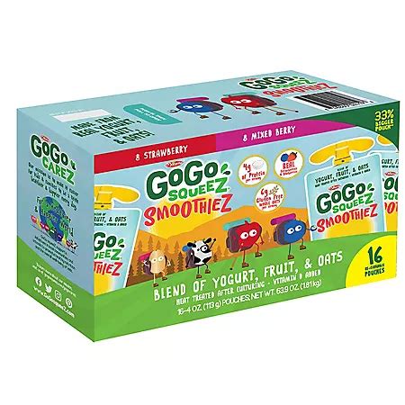 GoGo SqueeZ SmoothieZ, Variety Pack (4 oz., 16 pk.) - Sam's Club