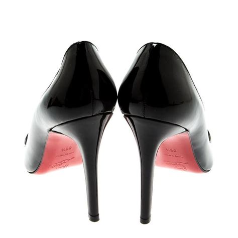 Christian Louboutin Black Patent Leather Sex Pointed Toe Pumps Size 385 For Sale At 1stdibs