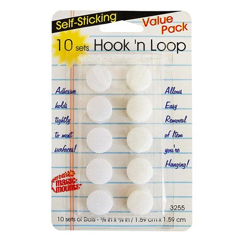 Self Sticking Hook N Loop Dots 5 8 White 10 Sets MIL3255WH