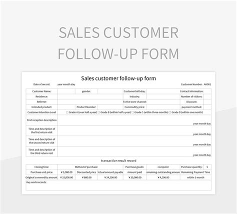 Sales Customer Follow Up Form Excel Template And Google Sheets File For