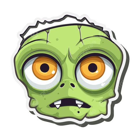 Uma Ilustração De Um Clipart De Adesivo De Cabeça De Zumbi Vetor Png