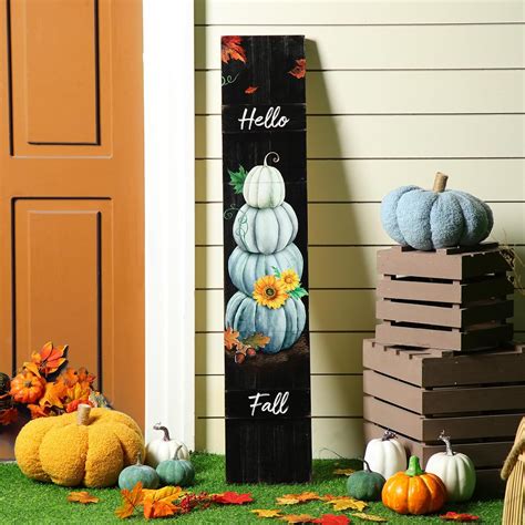 Dandat 42 Inch Thanksgiving Porch Sign Hello Fall Pumpkin