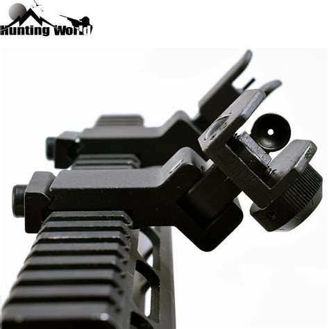 Tactical Buis Ar15 Front Rear Sight Adjustable Flip Up 45 Degree Rapid