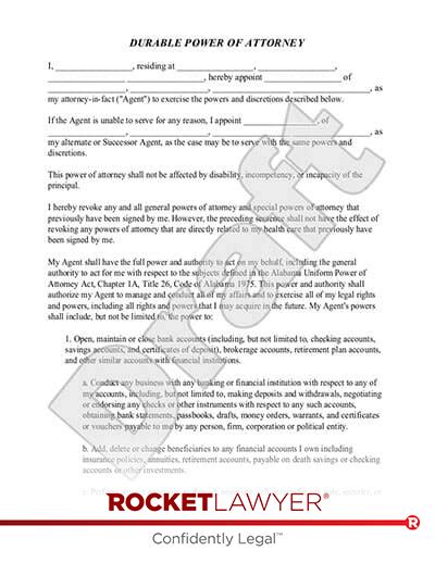 Free Durable Power Of Attorney Template And Faqs Rocket Lawyer