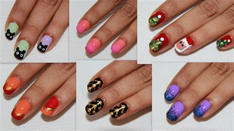 6 Easy Nail Art For Beginners Diy Nail Design Youtube