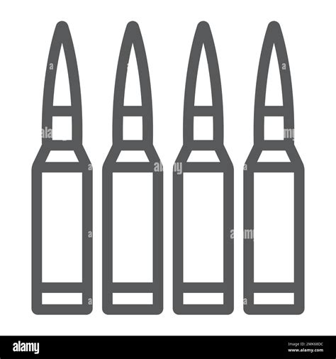 Bullets Line Icon Ammunition And Army Caliber Sign Vector Graphics