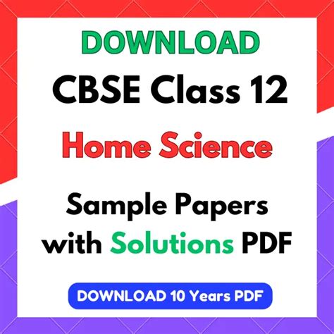 Cbse Class Home Science Sample Papers With Solution