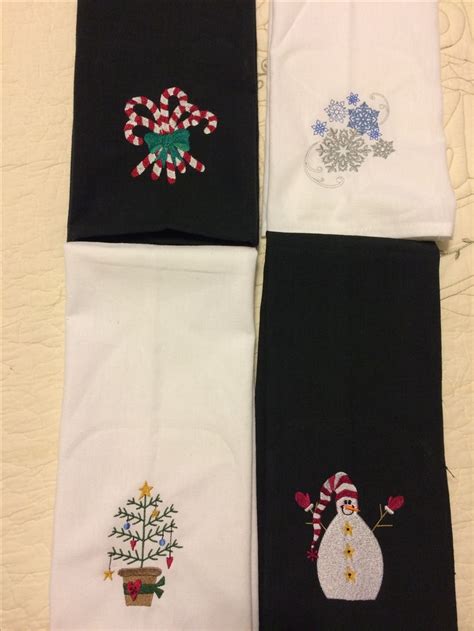 Christmas Kitchen Towels, machine embroidered. Embroidery designs by ...