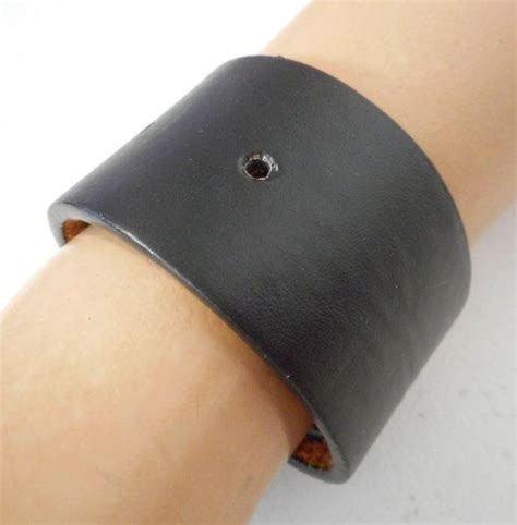 Black Leather Cuff Bracelet Reclaimed Jewelry Country Western Etsy