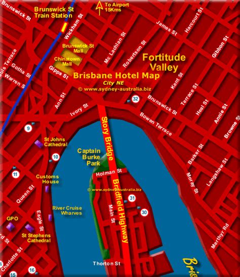 Brisbane CBD Hotels Map - Queensland - Tourist Guide