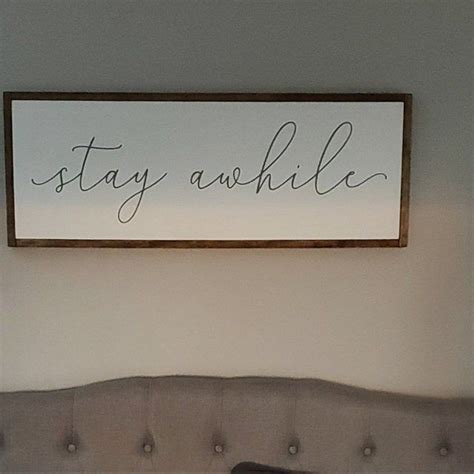 Stay Awhile Sign Stay Awhile Wood Sign Living Room Signs Living