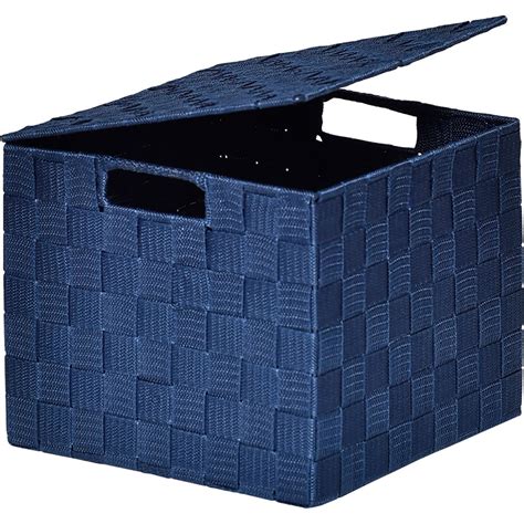 Panier de rangement carré polyester bleu marine 24x20x24cm Centrakor