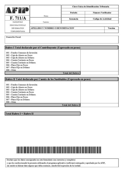 Formulario 711 A GANANCIAS PERSONAS FISICAS AFIP Gob