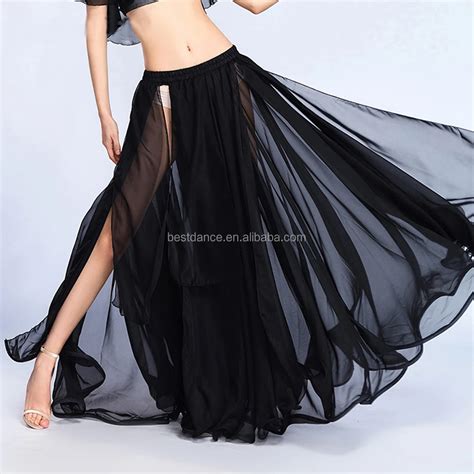 Bestdance Belly Dance Swing Fringe Side Slit Skirt Costumes Full Circle