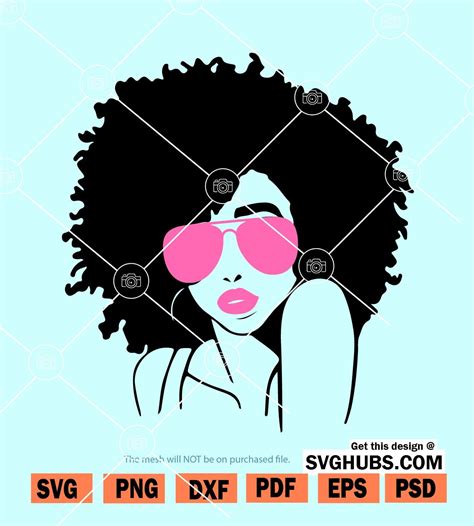 Afro Queen With Sunglasses Svg Black Woman Svg Afro Woman Svg