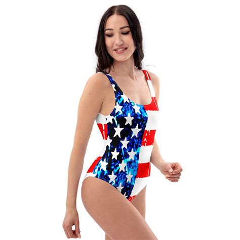 USA AMERICAN FLAG Swimsuit Womens American Flag Bathing Suit One Piece