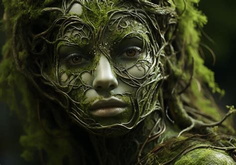 Premium Photo Anatomical Human Body Covered With Moss Branches And