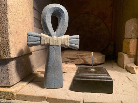 Egyptian Ankh On Stand Art Sculpture Kemetic Talisman Amulet