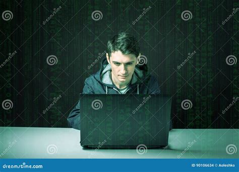 Hacker In The Dark Breaks The Access To Steal Information Stock Photo