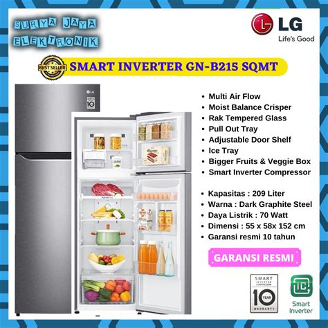 Jual LG GN B215SQMT Smart Inverter Compressor Kulkas 2 Pintu