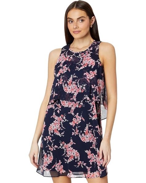 Women S Tommy Hilfiger Sleeveless Crescent Floral Double Layer Chiffon