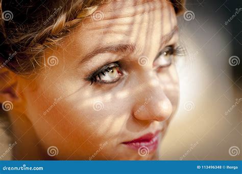 A Beautiful Blonde Girl In Jeans Stock Photo Image Of Adult Girl