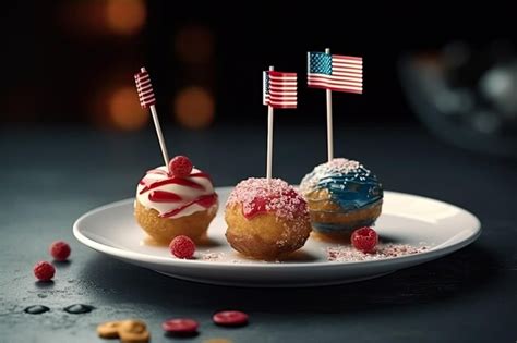 Premium Ai Image Delicious Desserts With Usa Flags In Patriotic