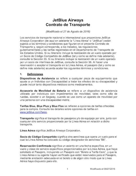 Pdf Jetblue Airways Contrato De Transporte Pdf Filejetblue Airways