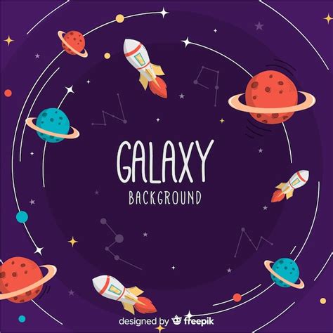 Lovely Hand Drawn Galaxy Background Free Vector